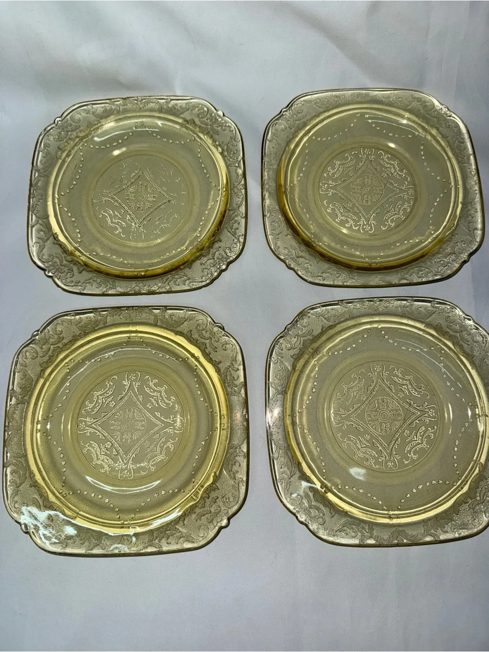 Vintage Amber Depression Glass Dessert Salad Plates Set of 4